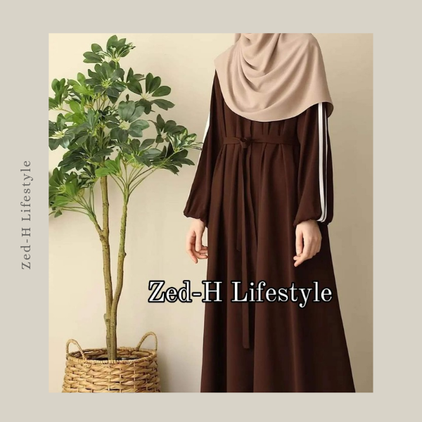 Two Stripe Abaya V2-Coffe