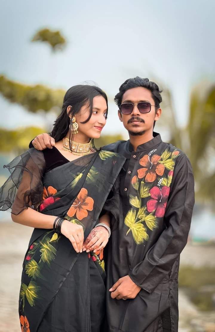 Hand print saree and Panjabi dHP