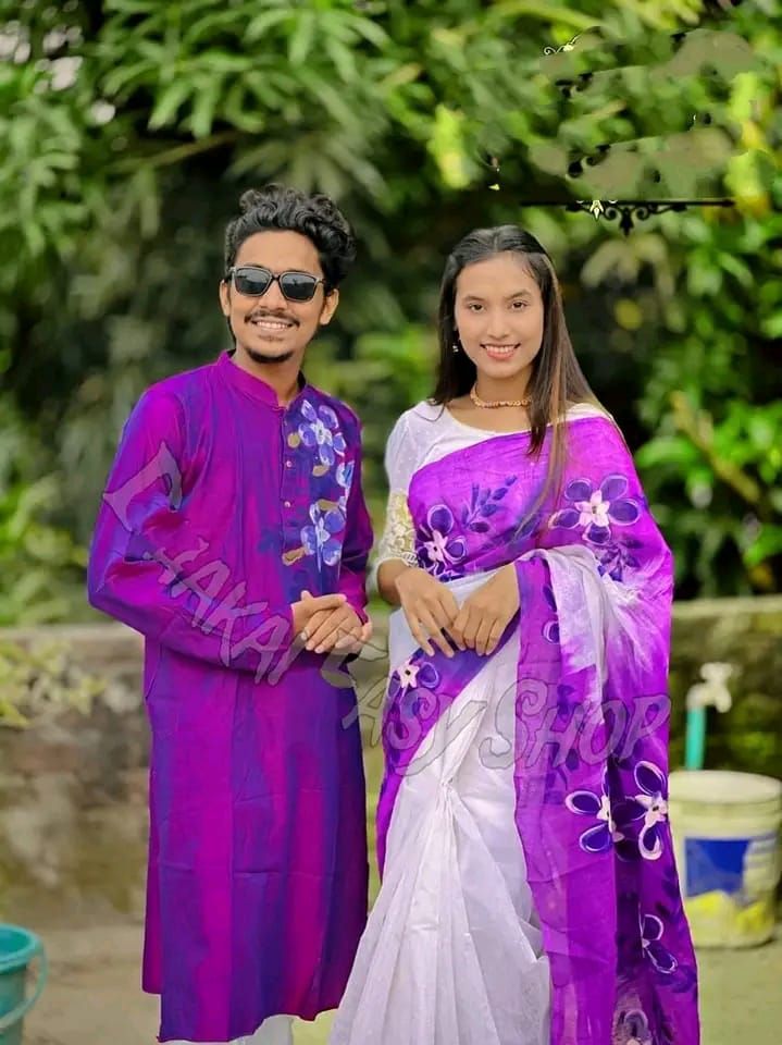 Hand print saree and Panjabi dHP