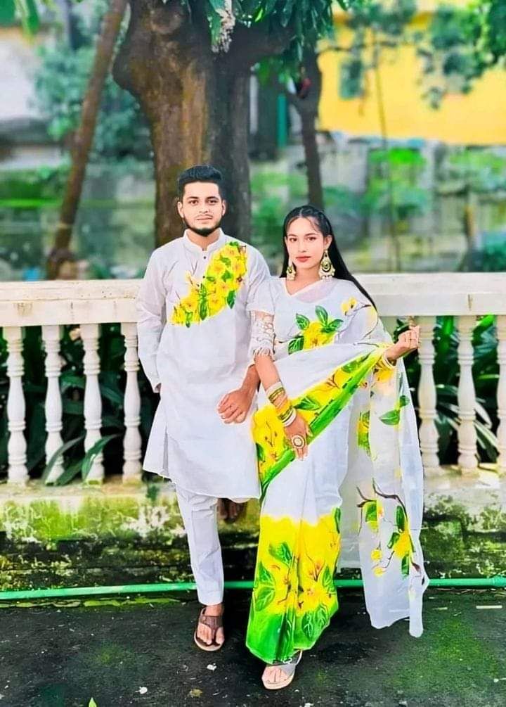 Hand print saree and Panjabi dHP