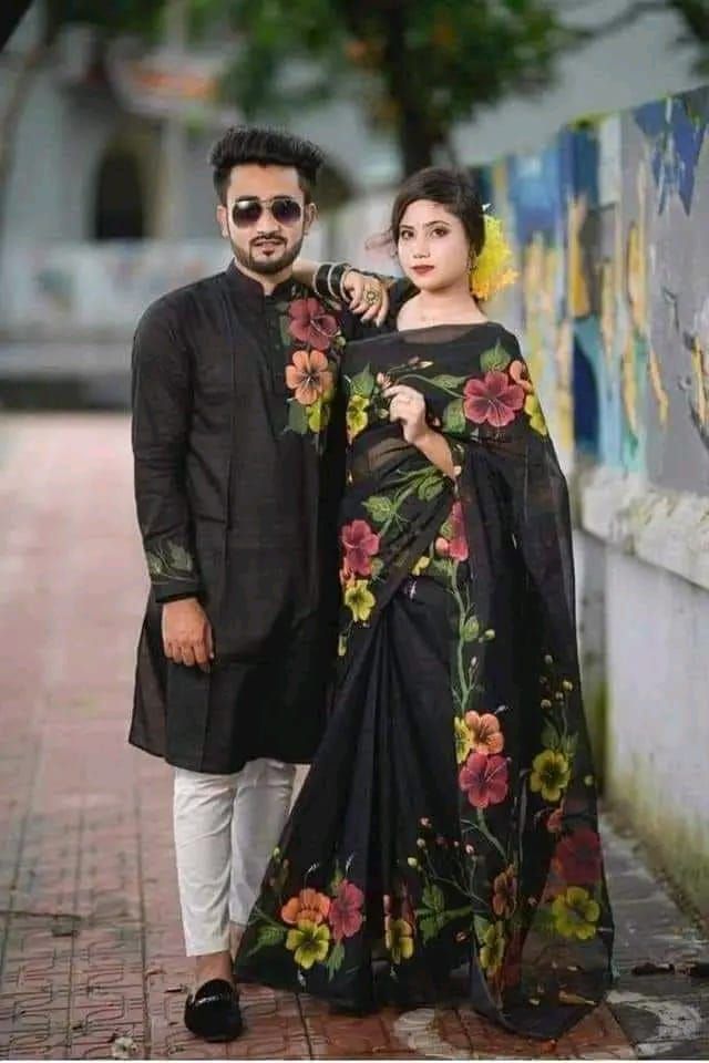 Hand print saree and Panjabi dHP