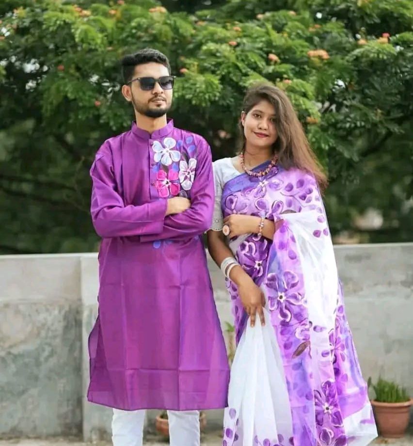 Hand print saree and Panjabi dHP