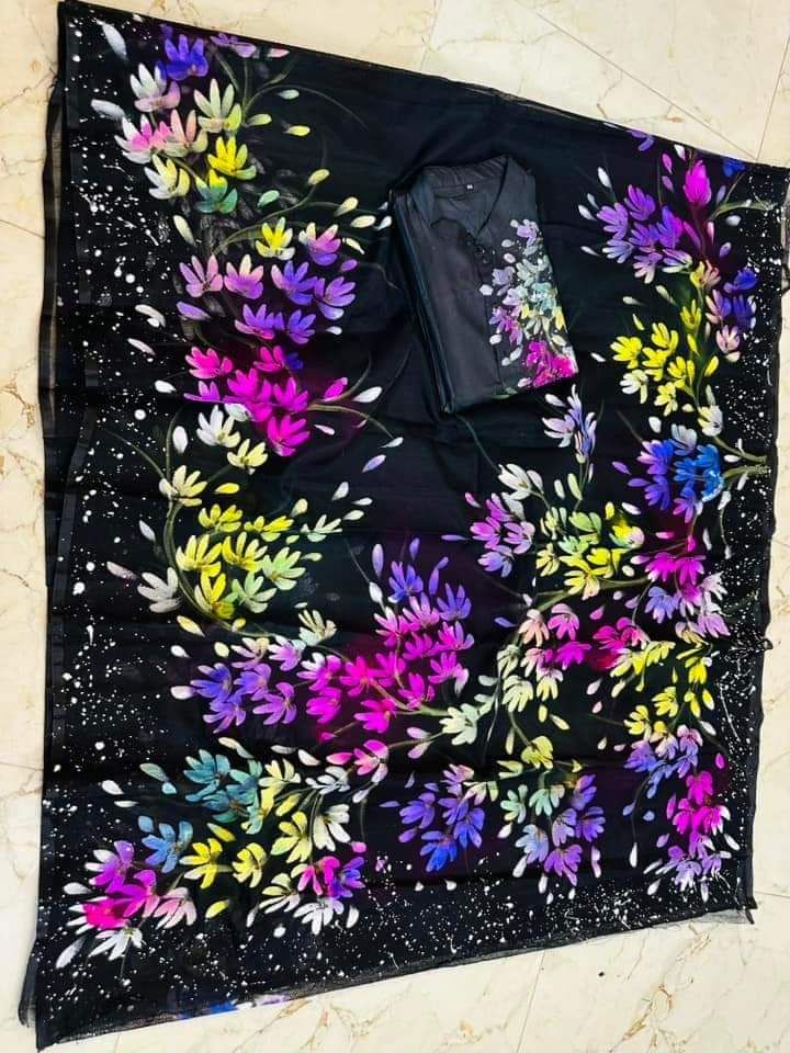 Hand print saree and Panjabi dHP