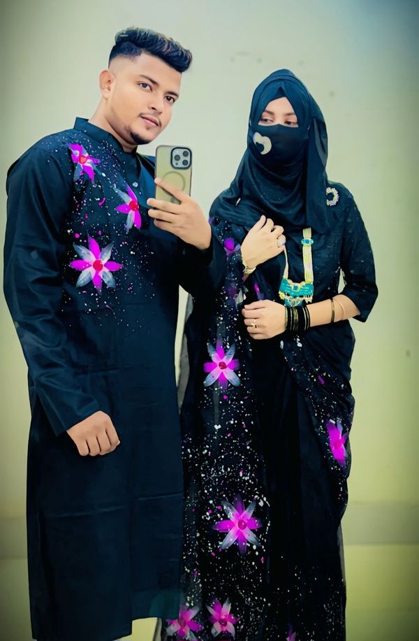 Hand print saree and Panjabi dHP