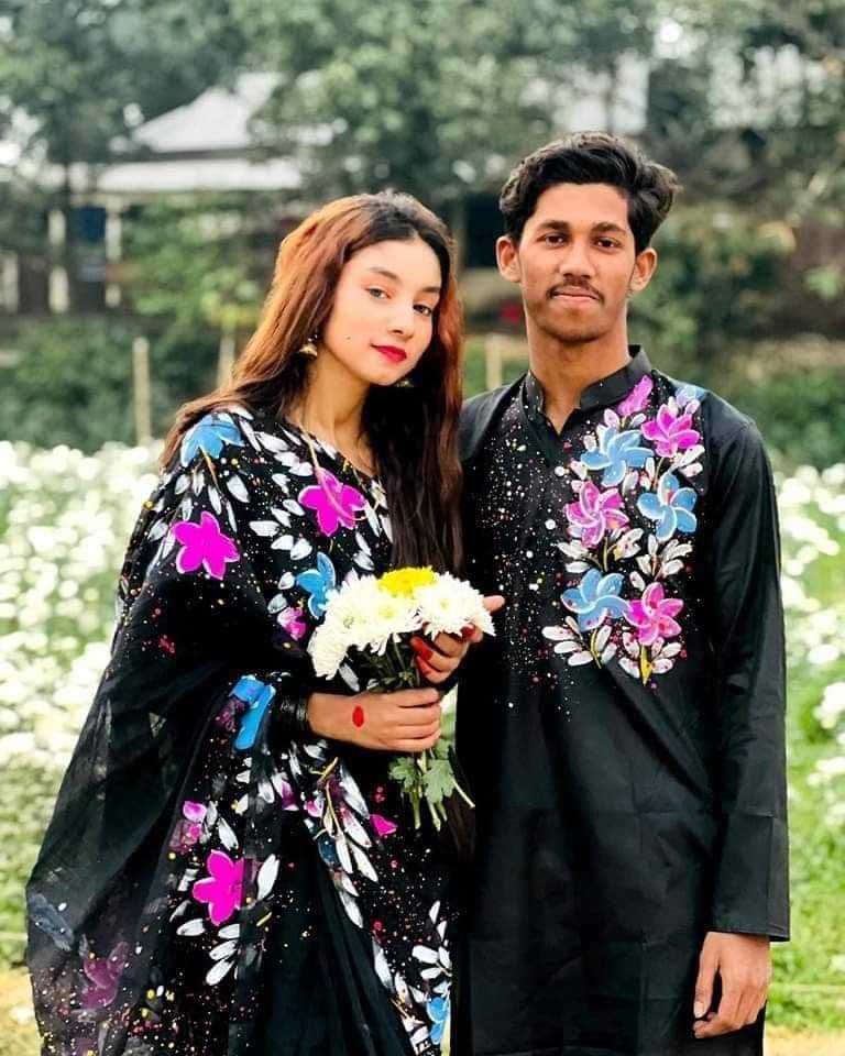 Hand print saree and Panjabi dHP