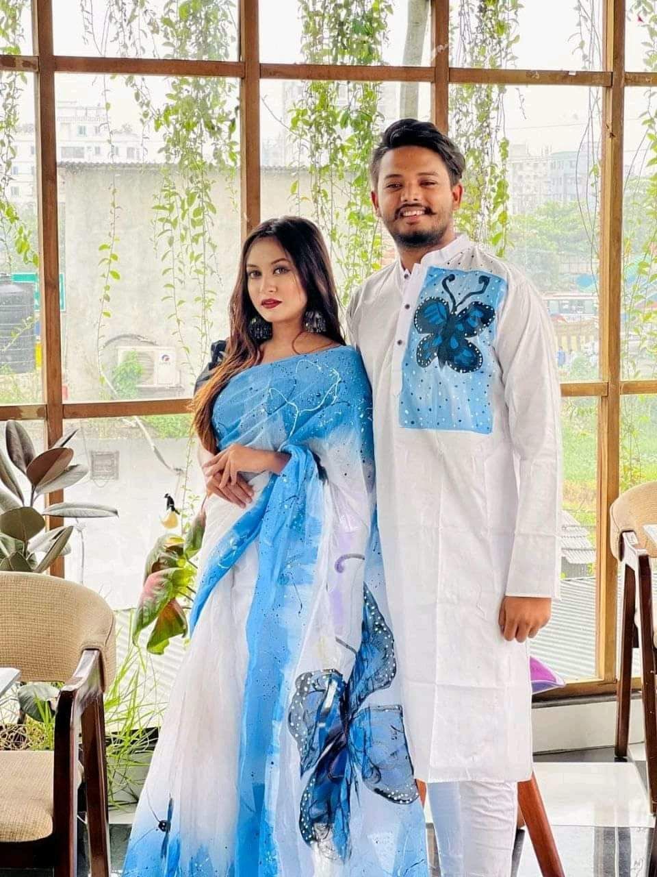 Hand print saree and Panjabi dHP