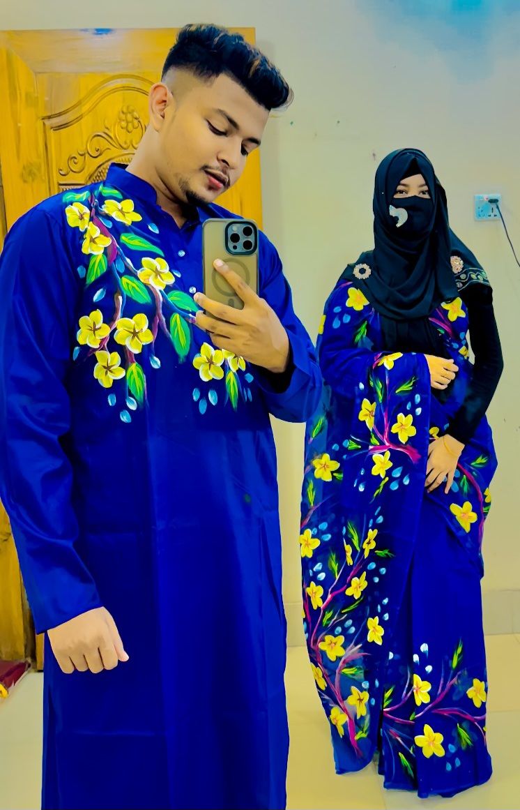 Hand print saree and Panjabi dHP