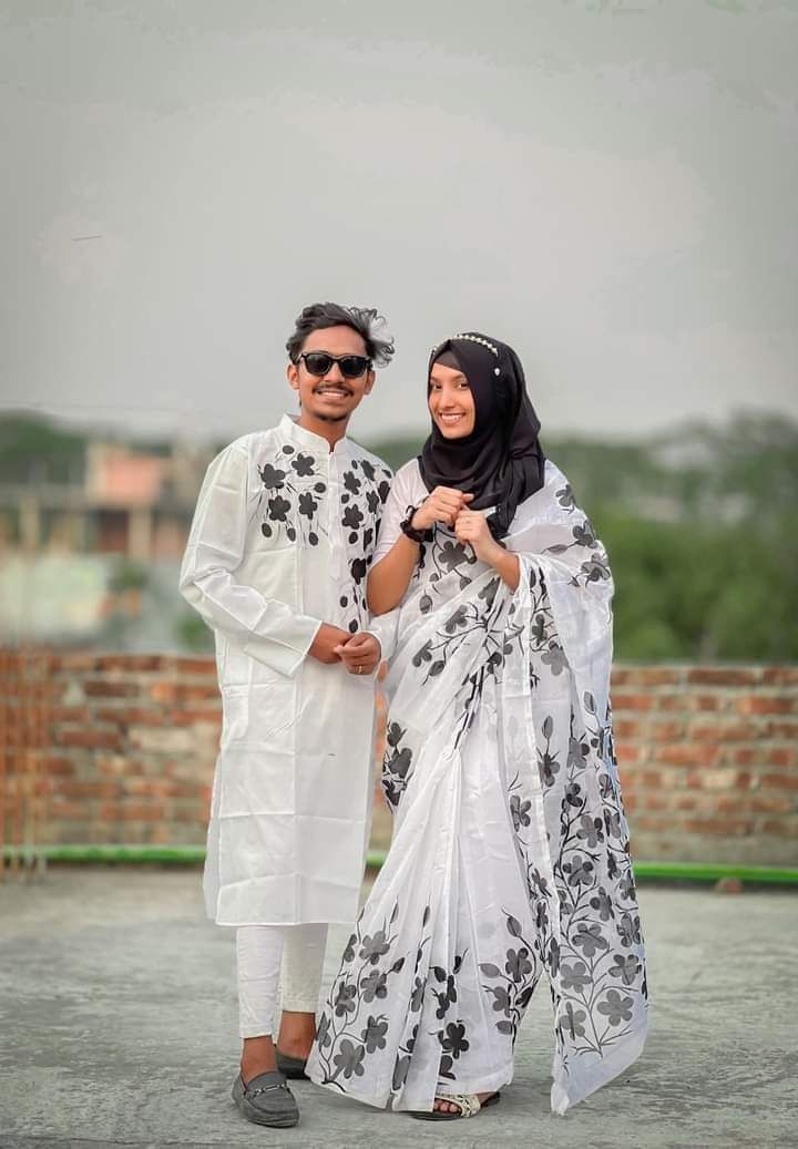 Hand print saree and Panjabi dHP