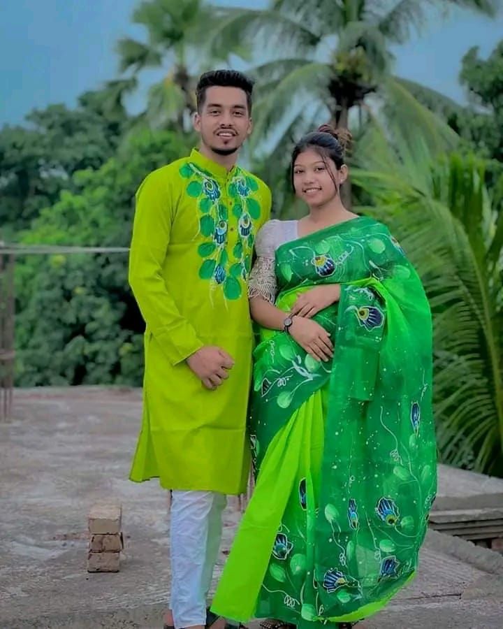 Hand print saree and Panjabi dHP