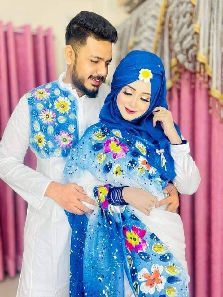 Hand print saree and Panjabi dHP