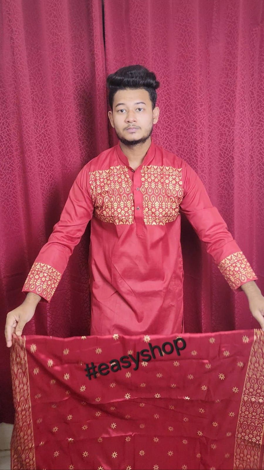 বঁধুয়া বেনারসি শাড়ি জাপানি  সিল্ক  শাড়ি এবং পাঞ্জাবি + ব্লাউজ পিস + গিভ বক্স