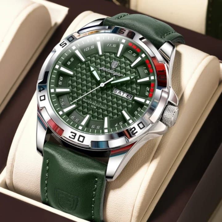 POEDAGAR 895 Luxury Luminous Leather Men’s Watch
