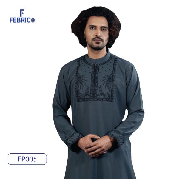 Premium Arabic Design Bambo Cotton Embroidered Zipper Surma Punjabi for Men