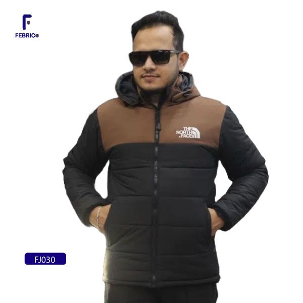 Exported Insulated Zipper Premium Hoodie Jackets for Men Coffee & Black Combination