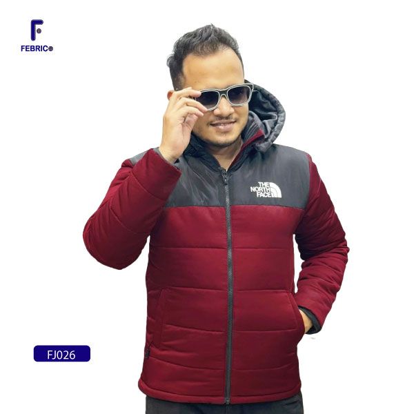 Exported Insulated Zipper Premium Hoodie Jackets for Men Black & Maroon Combination