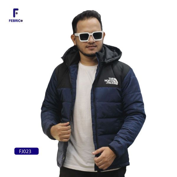 Exported Insulated Zipper Premium Hoodie Jackets for Men Black & Neavy Blue Combination