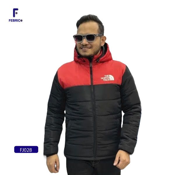Exported Insulated Zipper Premium Hoodie Jackets for Men Red & Black Combination