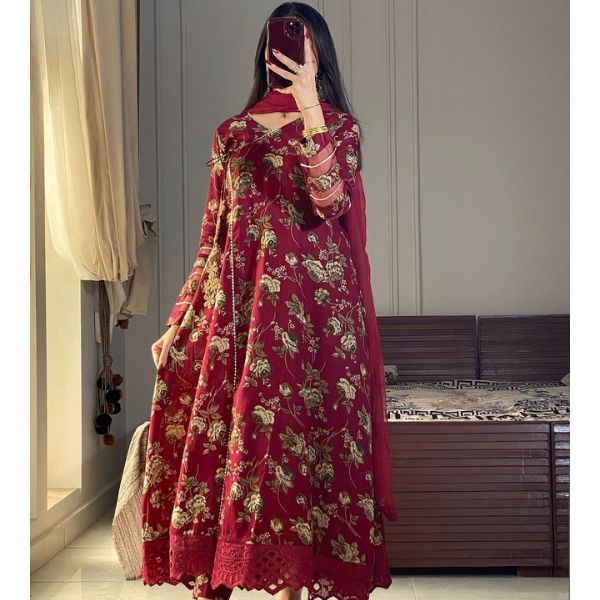 Special Printed Gown Style Three-Piece | Elite Elegance