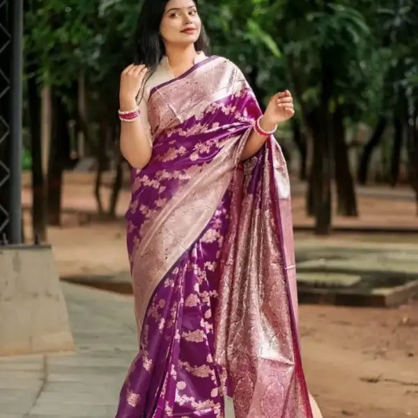 Jaam Colour Benaroshi Katan Saree বেনারসি কাতান শাড়ি