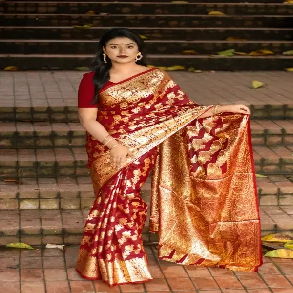 Khaori color Katan Saree খয়রি বেনারসি কাতান শাড়ি