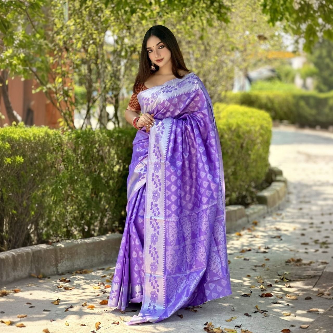 Lavender Soft Silk Katan Saree কাতান শাড়ি