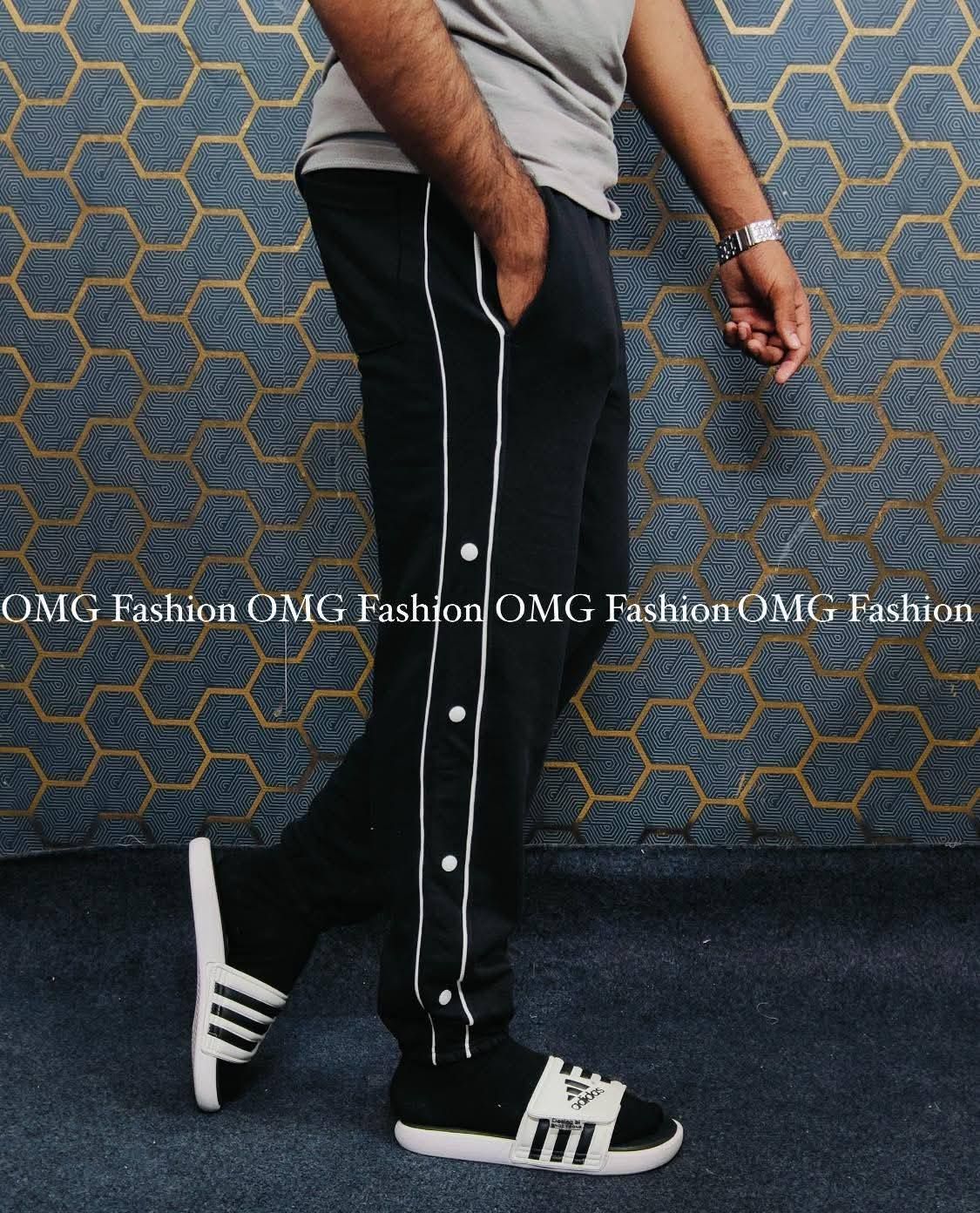 Black Full Button Cotton Joggers