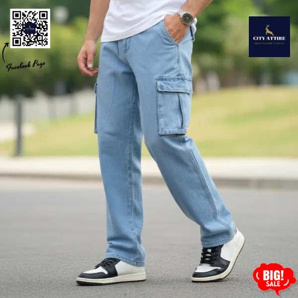 6 Pocket Baggy Denim - Light Blue