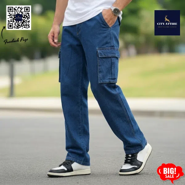6 pocket Baggy Denim - Deep Blue