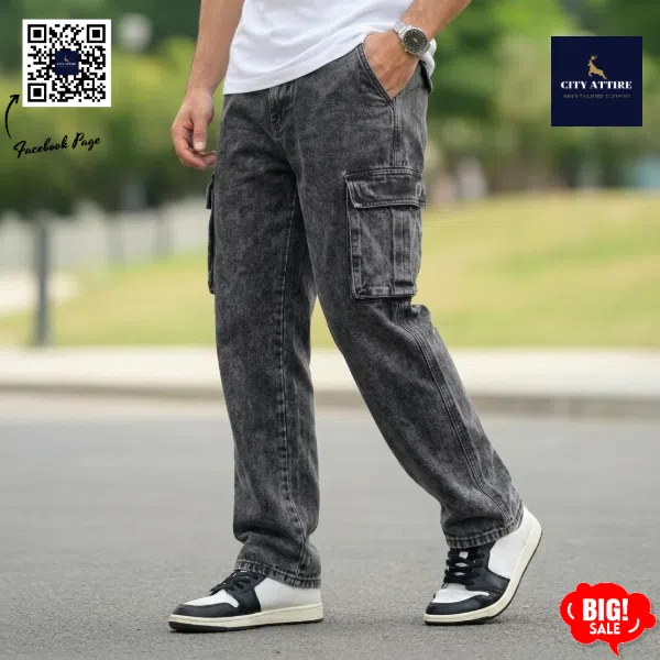 6 pocket Baggy Denim - Ash Wash