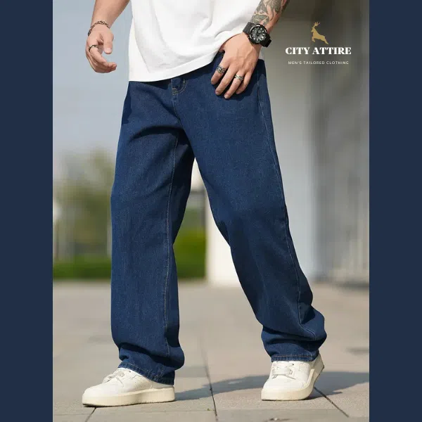 4 Pocket Baggy Jeans Deep Blue