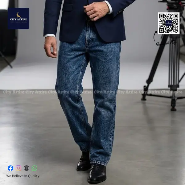 4 Pocket Baggy Jeans - Deep Blue Stone Wash