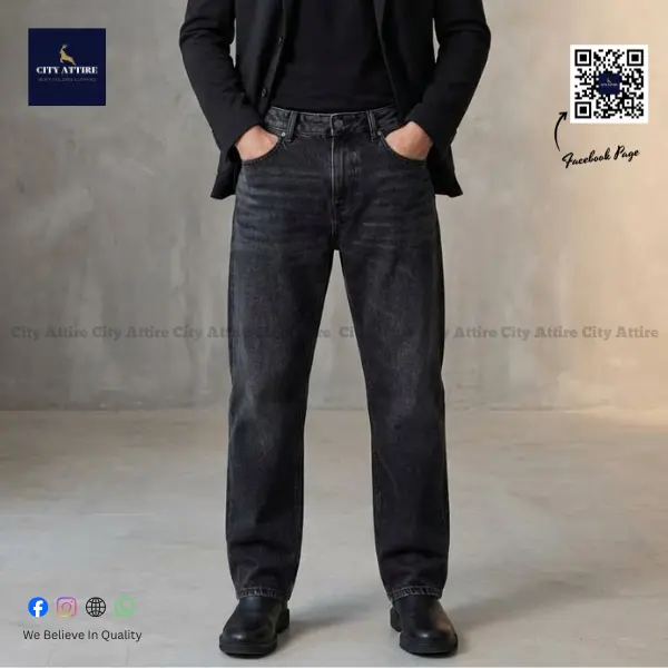 4 Pocket Baggy Jeans - Deep Ash Acid Wash