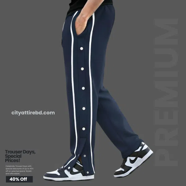 7 Button Trouser - Navy Blue