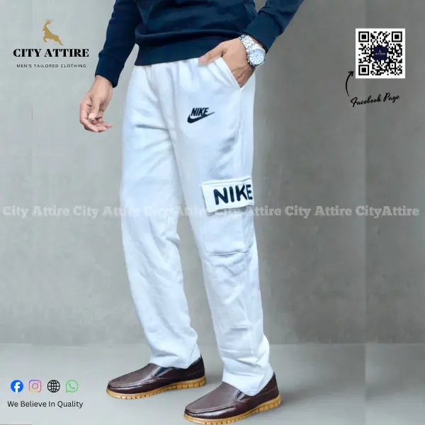 Premium White Cargo Joggers