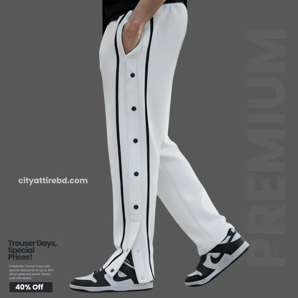 7 Button Trouser - White