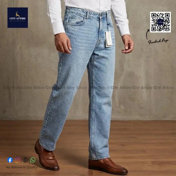 4 Pocket Baggy Jeans - Light Blue Stone Wash