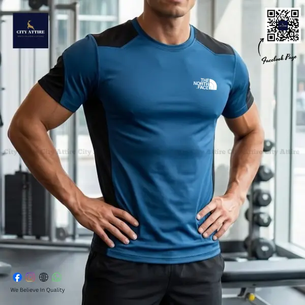 The North Face Men’s Active Performance T-Shirt (Nave Blue /Black Panel)