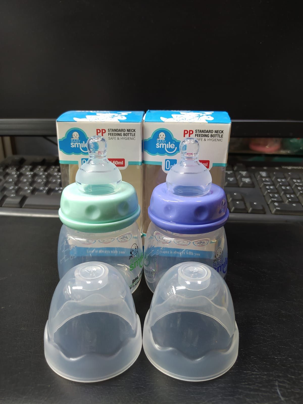 Baby Smile PP Standard Neck Feeding Bottle 60ml (Safe & Hygienic) -1pcs (Any Color)
