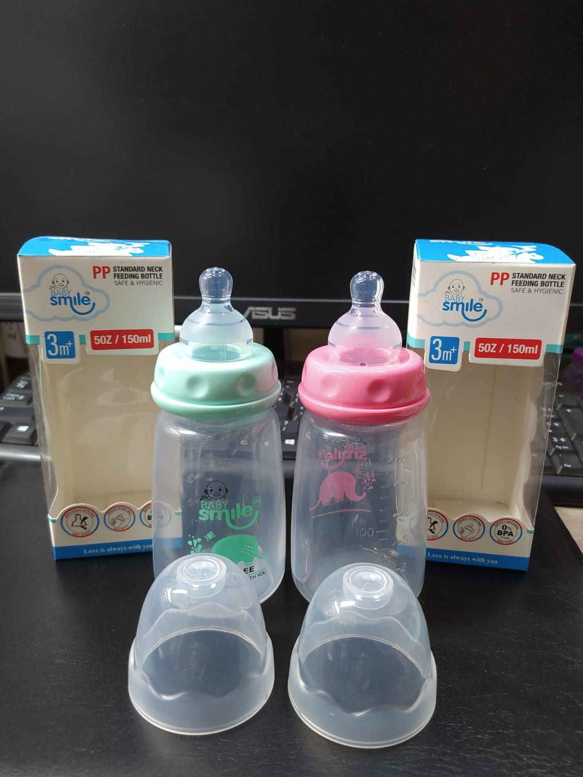 Baby Smile PP Standard Neck Feeding Bottle 150ml (Safe & Hygienic) -1pcs (Any Color)