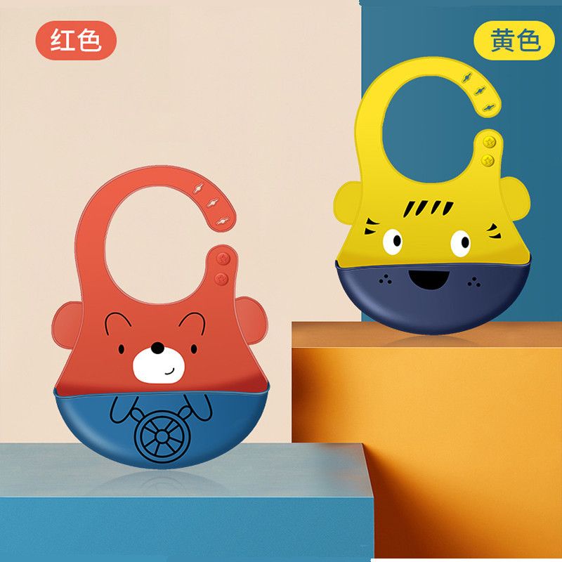 Silicone Baby Bibs with Food Catcher -1pcs (Any Color)