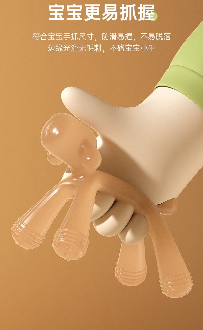 Infant and toddler teether cartoon dog chew gum bite Loco boiled food grade silicone anti-eating hand baby teething stick -1pcs (Any Color)