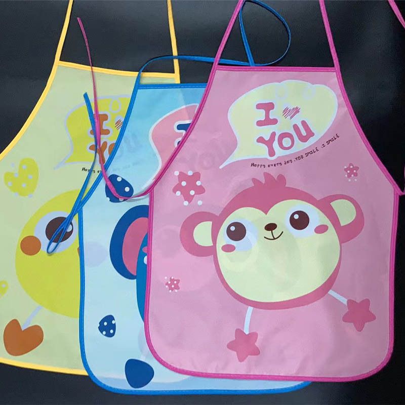 Cartoon Children’s Bib/Apron Dining Bib Rope System Kids Baby Painting Clothes Painting Apron Waterproof Anti-fouling Anti-oil EVA Coverall -1pcs (Any Color)