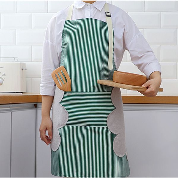 Kitchen cooking apron waterproof and oil-proof sleeveless smock with two sides for wiping hands men and women work striped apron -1pcs (Any Color)