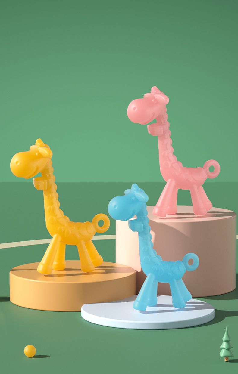 Baby liquid silicone giraffe bite gum safe silicone Teether Giraffe Xierbao CN- 1pcs (Any Color)