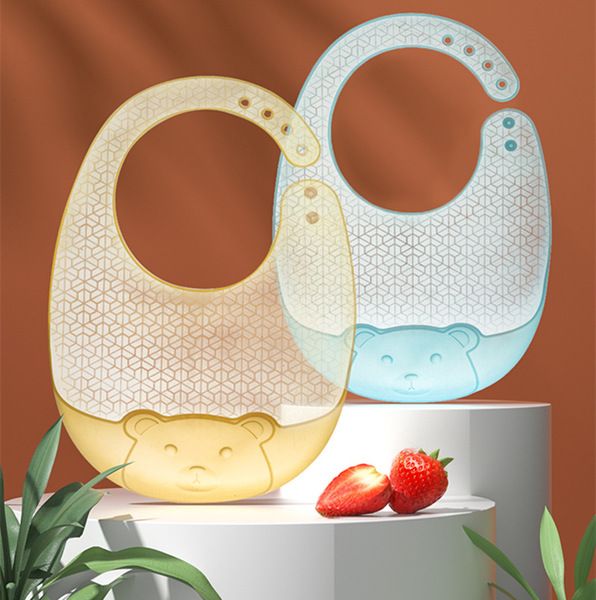 Silica gel light and thin Children’s waterproof eating bib for supplementary food anti-dirty 1pcs (Any Color)