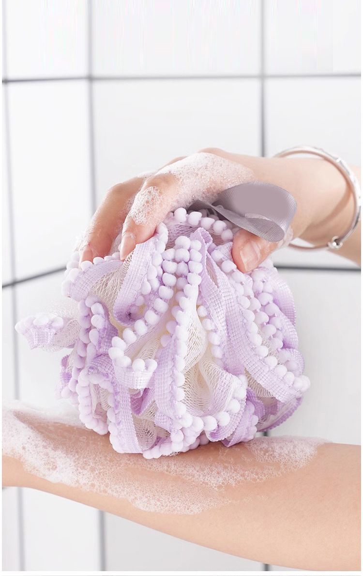 Bath Sponge Soft net foaming rich bath ball new splicing color large bath flower bath ball bath ball household toiletries -1pcs (Any Color)