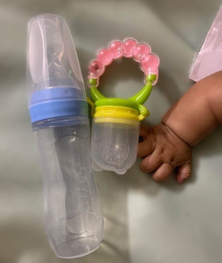 Full Silicone Rice spoon feeder120ml+Fruit feeder, full set of tools Package (Any Color)