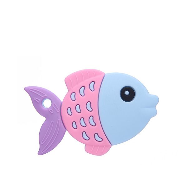 Baby teether, baby molar stick, chewing gum, small fish soft silicone, anti-eating hand artifact -1pcs (Any Color)
