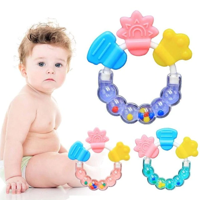 Silicone Baby Hand Teether With jhunjhuni CN-1pcs Baby Hand Teether (Any Color)