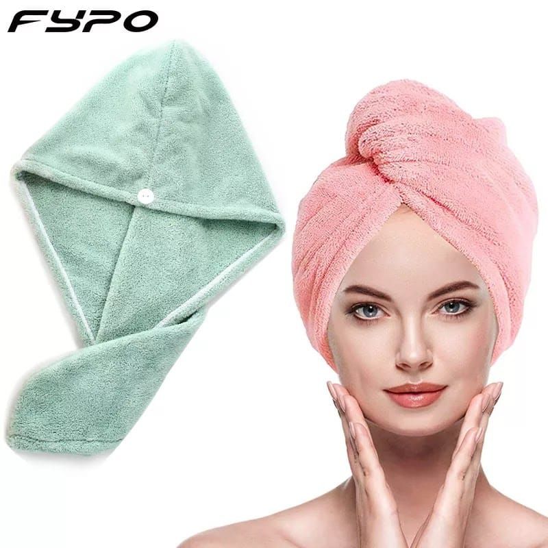 Korean solid color absorbent dry hair cap absorbent dry hair towel thickened dry hair towel dry shower cap -1pcs (Any Color)